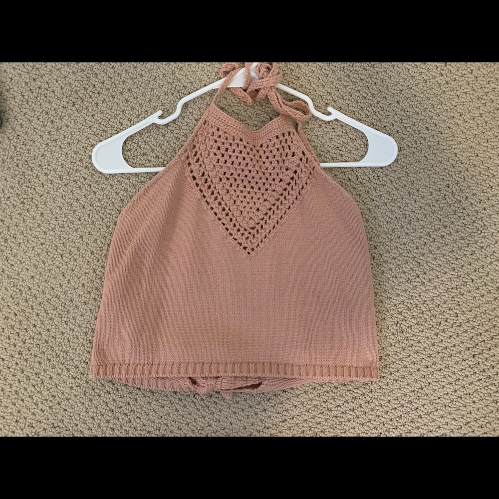 tie back cropped halter top